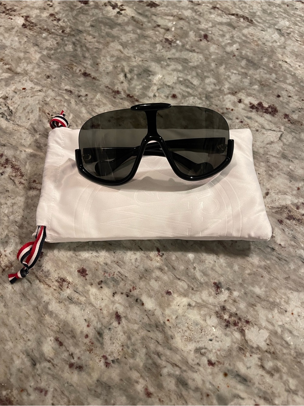 Moncler Black Shield-Style Sunglasses with Dark Smoke Lenses: ML0230-01A